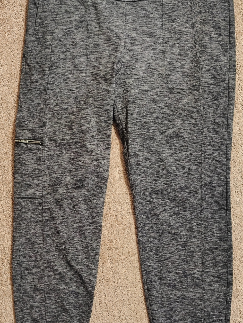 Athleta Gray Heathered Track Joggers with Zip Pocket